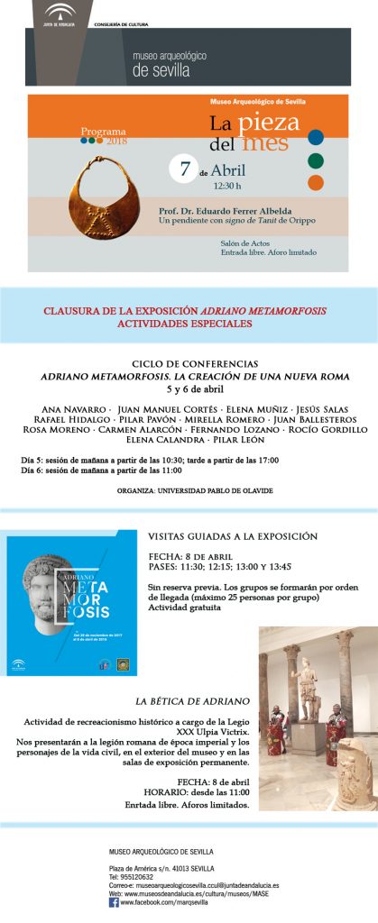 MUSEO ARQUEOLÓGICO DE SEVILLA: ACTIVIDADES DEL 5 AL 8 DE ABRIL
