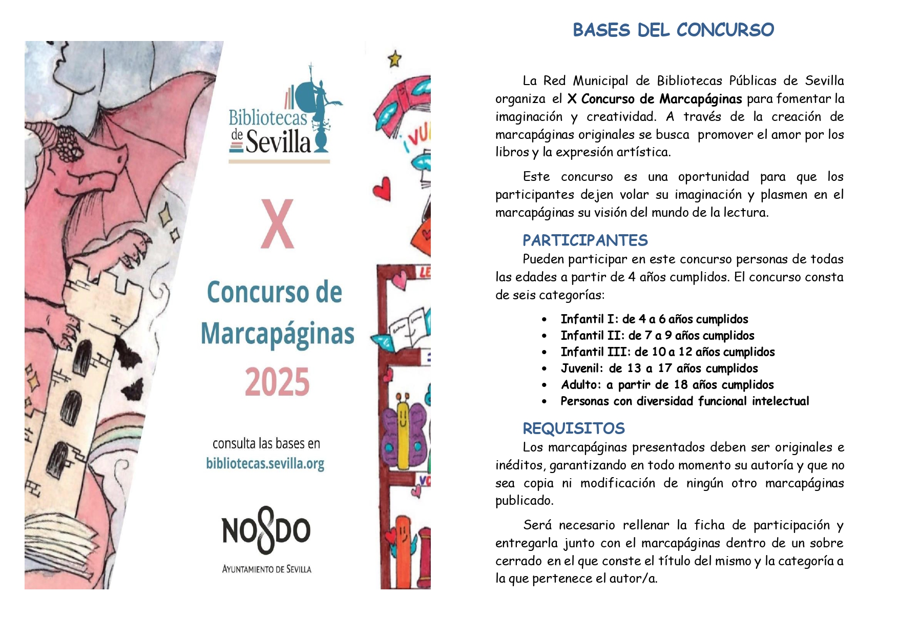 X CONCURSO DE MARCAPÁGINAS DE LA RED DE BIBLIOTECAS PÚBLICAS MUNICIPALES DE SEVILLA