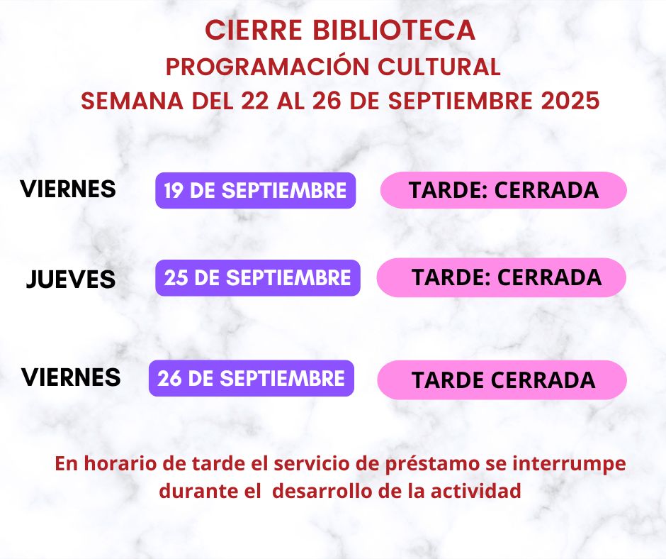 MODIFICACIÓN HORARIO BIBLIOTECA BLAS INFANTE SEPTIEMBRE 2025