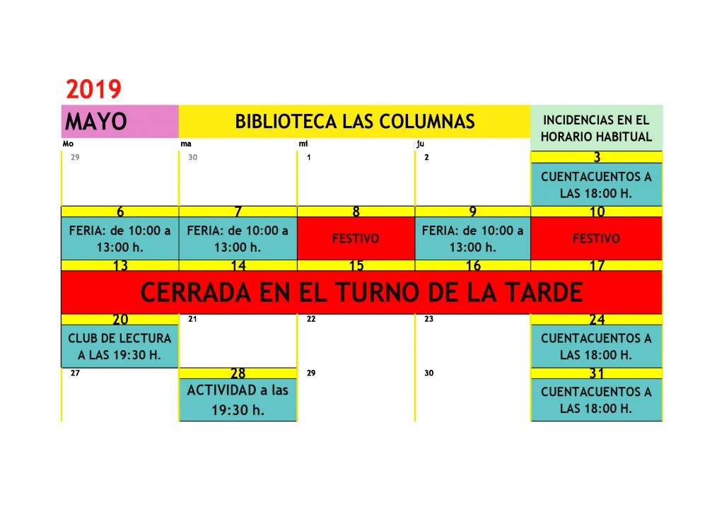Incidencias en el horario de la Biblioteca Las Columnas