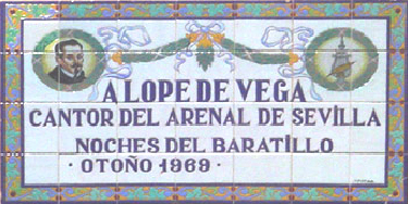 Imagen de Azulejo: Lope de Vega estrena sus comedias en Sevilla
