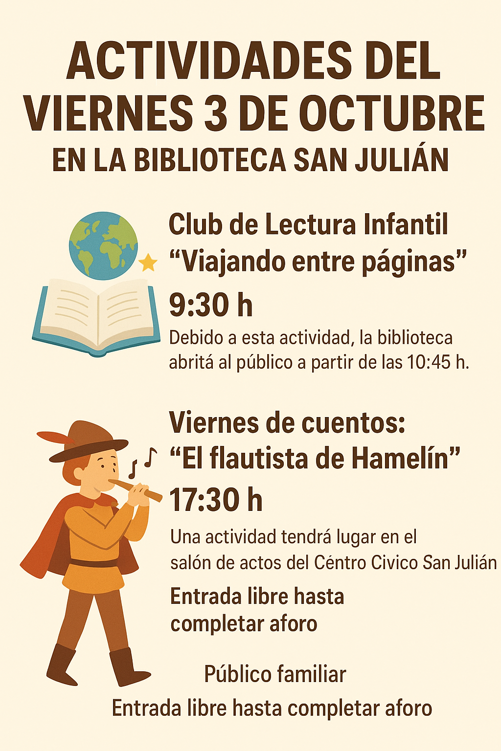 📚 Actividades del viernes 3 de octubre en la Biblioteca San Julián ...
