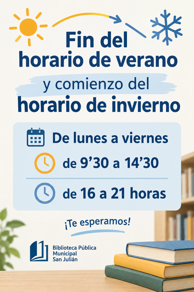 A PARTIR DEL 16 DE SEPTIEMBRE VUELVE EL HORARIO DE INVIERNO